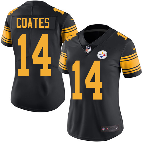 Women's Elite Sammie Coates Nike Jersey Black - #14 Rush NFL Pittsburgh Steelers